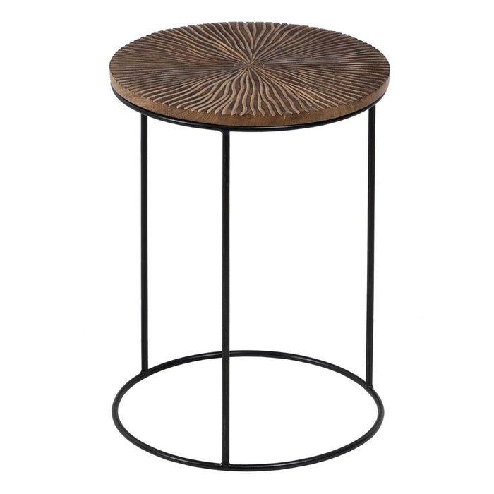 Masa laterală Natural Negru Metal Lemn 30 x 30 x 42 cm