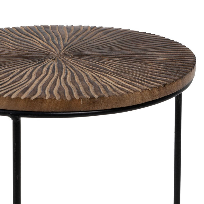 Masa laterală Natural Negru Metal Lemn 30 x 30 x 42 cm