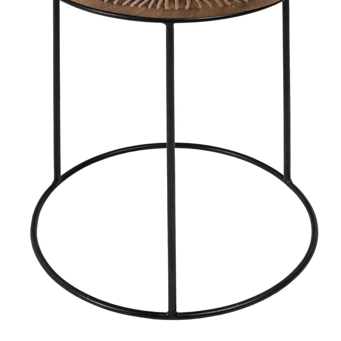 Masa laterală Natural Negru Metal Lemn 30 x 30 x 42 cm