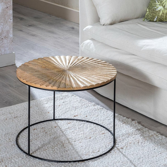 Masa laterală 53 x 53 x 42 cm Natural Negru Metal Lemn
