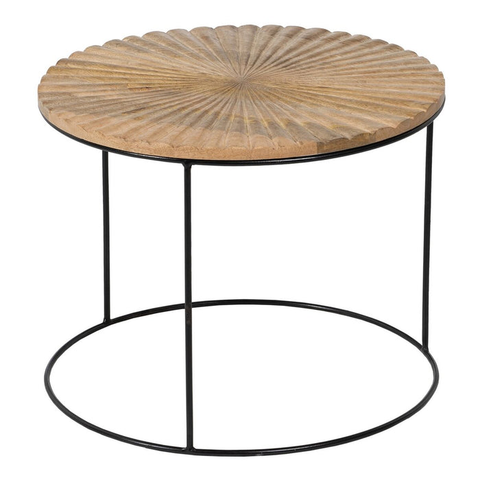 Masa laterală 53 x 53 x 42 cm Natural Negru Metal Lemn