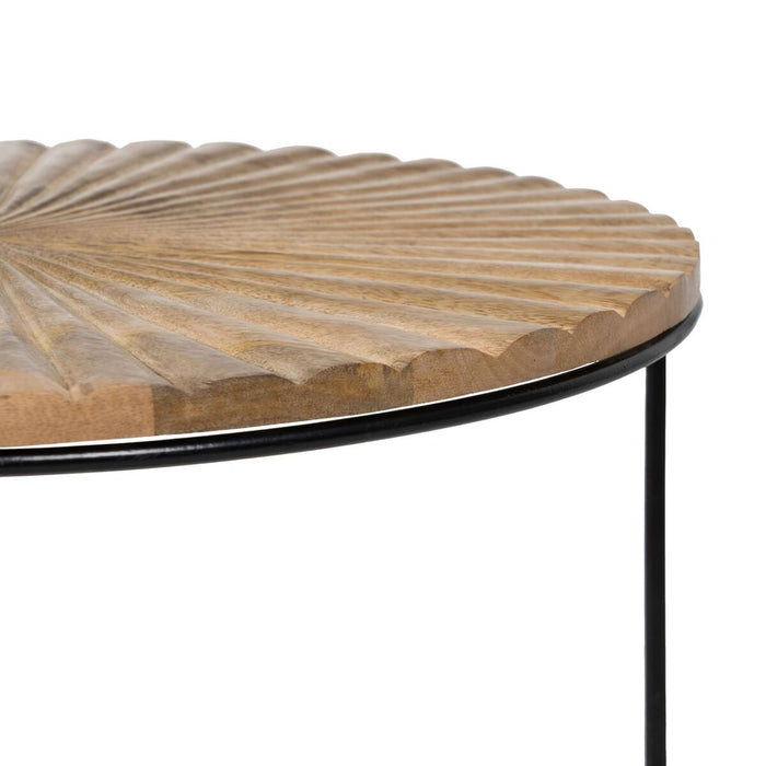 Masa laterală 53 x 53 x 42 cm Natural Negru Metal Lemn