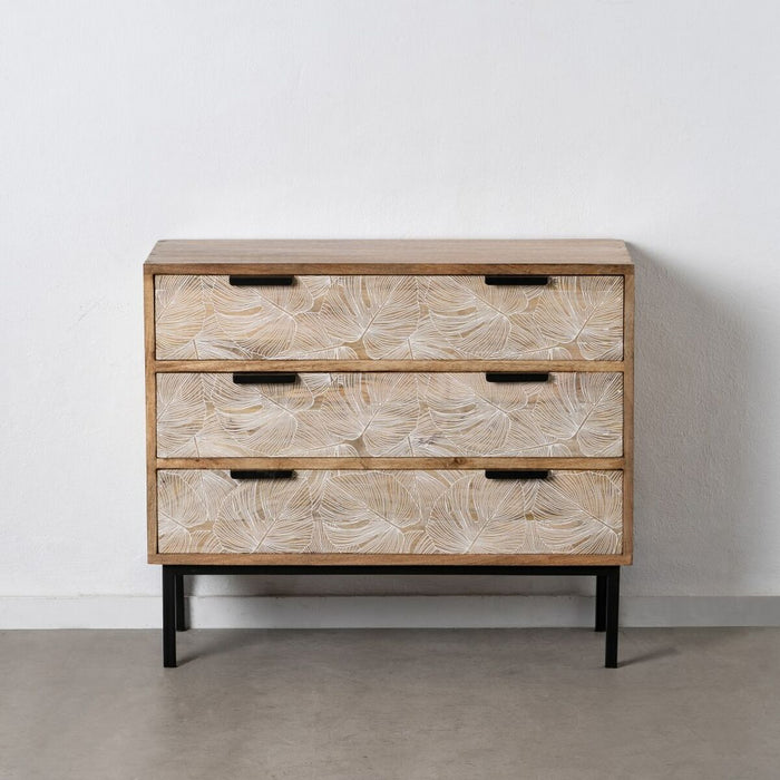Comodă 100 x 40,5 x 85 cm Natural Metal Lemn Alb