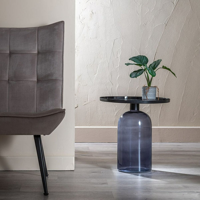 Masa laterală 45 x 45 x 47 cm Geam Negru Gri Metal