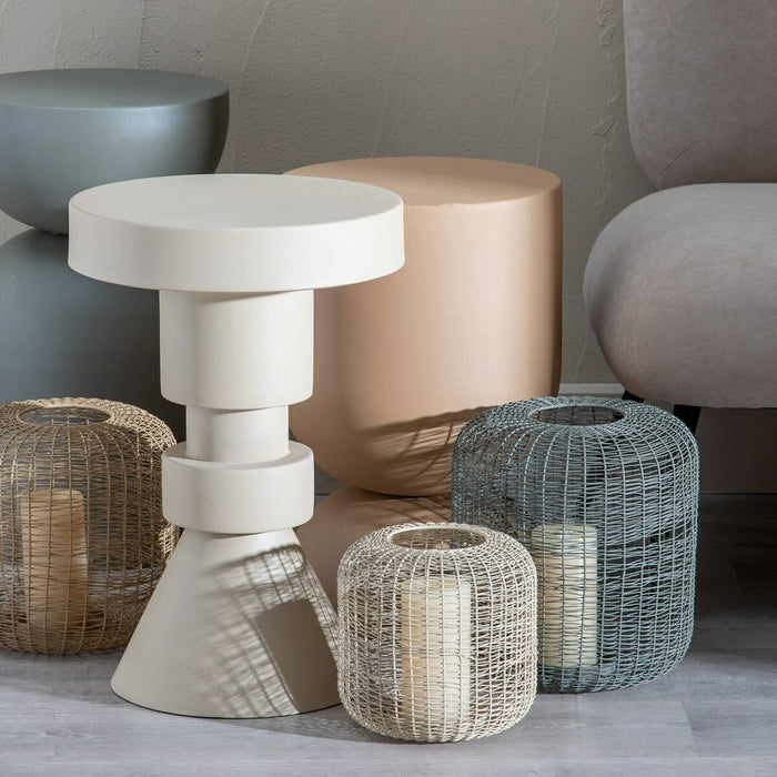 Lucerna 19,5 x 19,5 x 18,5 cm Suport de Lumânări Crem Fier