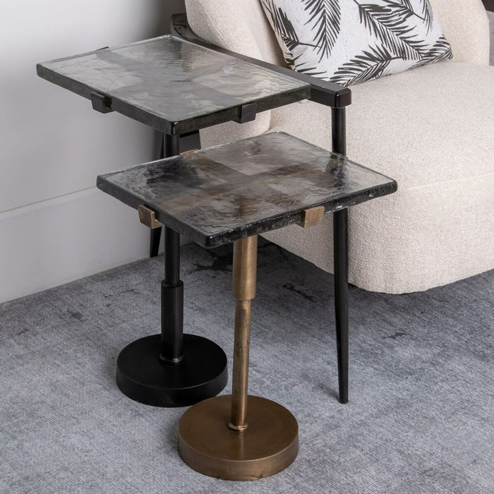 Masa laterală 41 x 31,5 x 49 cm Geam Auriu* Metal