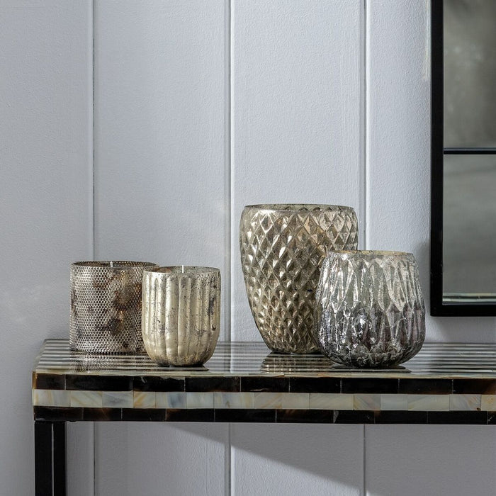 Suport de Lumânări Geam 9 x 9 x 10 cm Crem