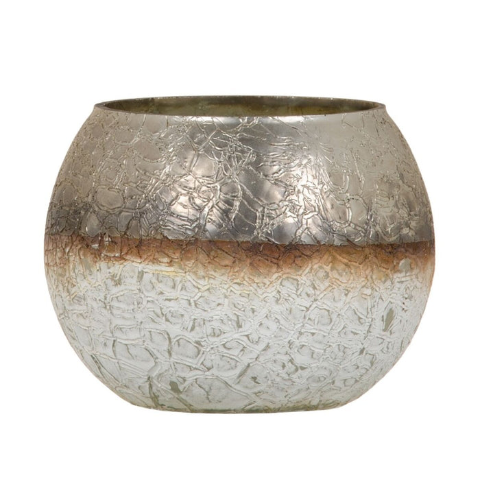 Suport de Lumânări Geam Gri 15 x 15 x 11 cm Alb