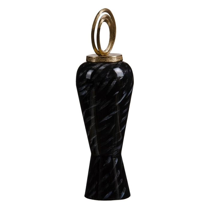 Vază 18 x 18 x 58 cm Geam Negru Auriu* Metal