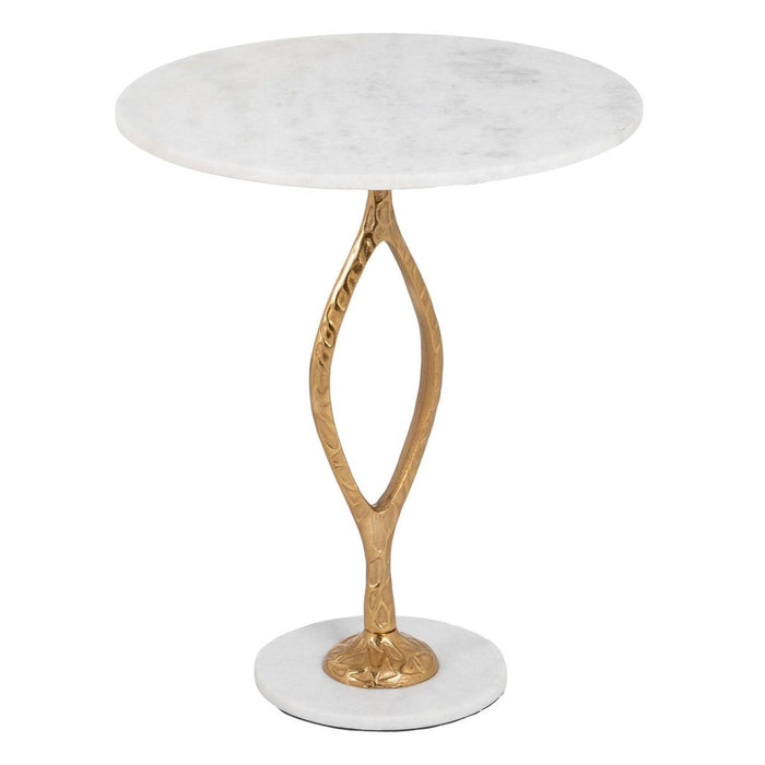 Masa laterală 51 x 51 x 61 cm Auriu* Metal Alb Marmură