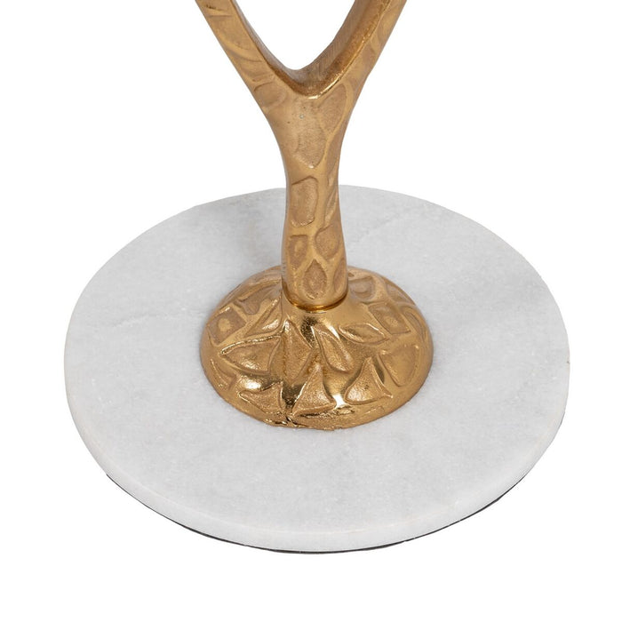 Masa laterală 51 x 51 x 61 cm Auriu* Metal Alb Marmură