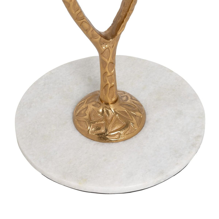 Masa laterală 60 x 60 x 71 cm Auriu* Metal Alb Marmură