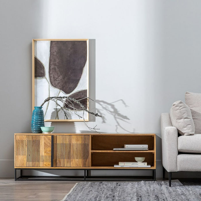 Mobilă TV 150 x 40 x 50 cm Natural Negru Lemn Fier
