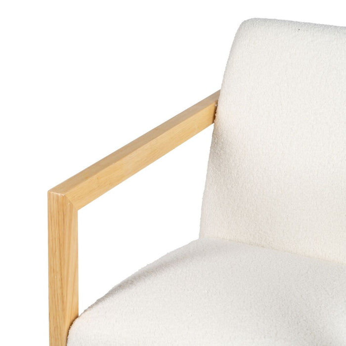 Scaun Balansoar Alb Natural Lemn de cauciuc Țesătură 60 x 83 x 72 cm