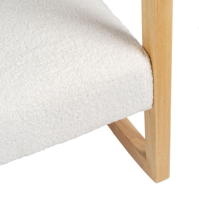 Scaun Balansoar Alb Natural Lemn de cauciuc Țesătură 60 x 83 x 72 cm
