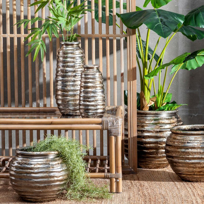 Vază Ceramică Argintiu 15 x 15 x 30 cm