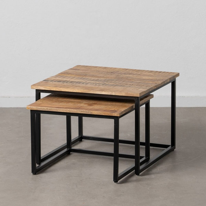 Set de 2 mese Negru Natural 60 x 60 x 42 cm (2 Unități)