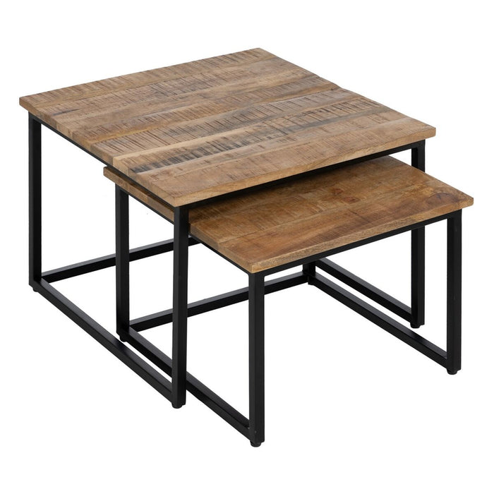 Set de 2 mese Negru Natural 60 x 60 x 42 cm (2 Unități)