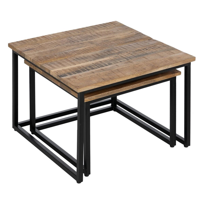 Set de 2 mese Negru Natural 60 x 60 x 42 cm (2 Unități)