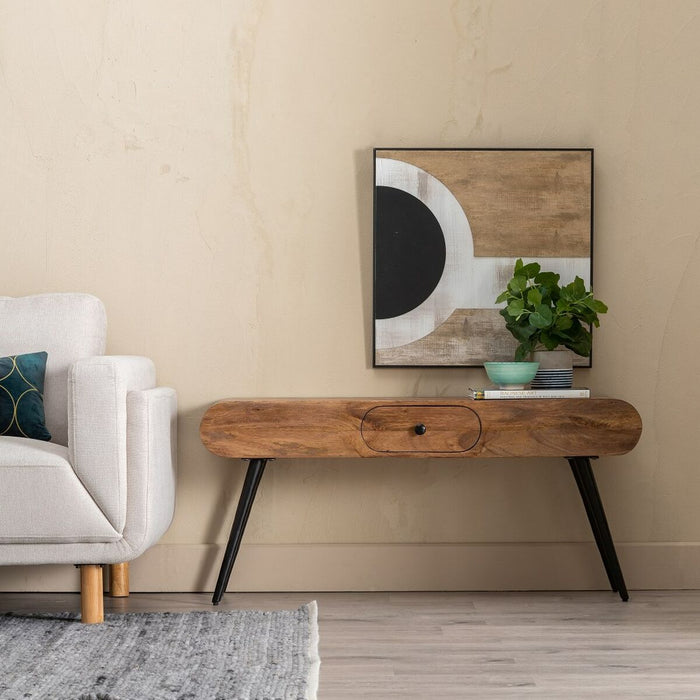 Mobilă TV 118 x 36 x 55 cm Natural Negru Lemn Fier
