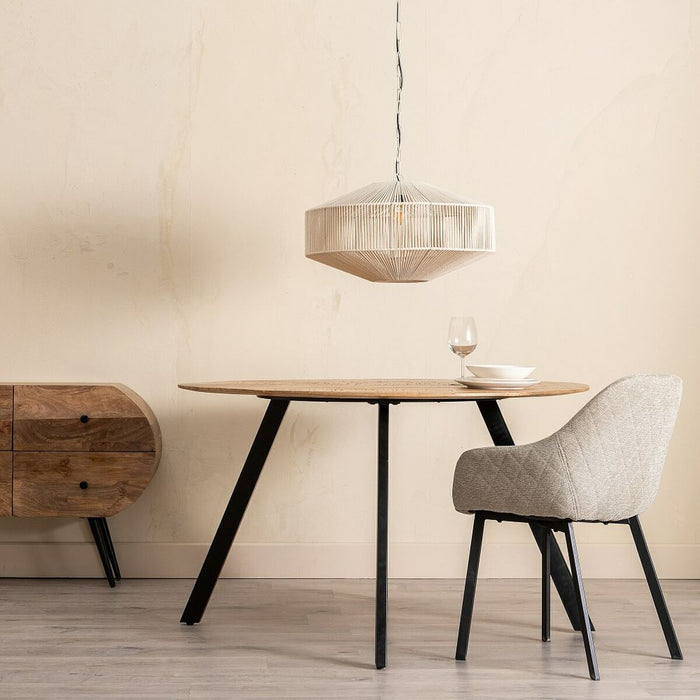 Masă de Sufragerie 130 x 130 x 77 cm Natural Negru Lemn Fier