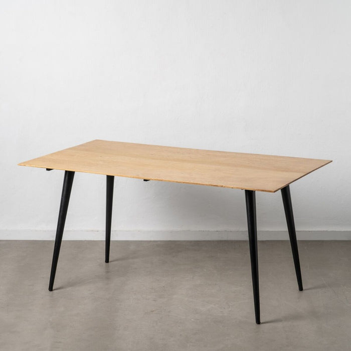 Masă de Sufragerie Natural Negru Lemn Fier 160 x 90 x 77 cm