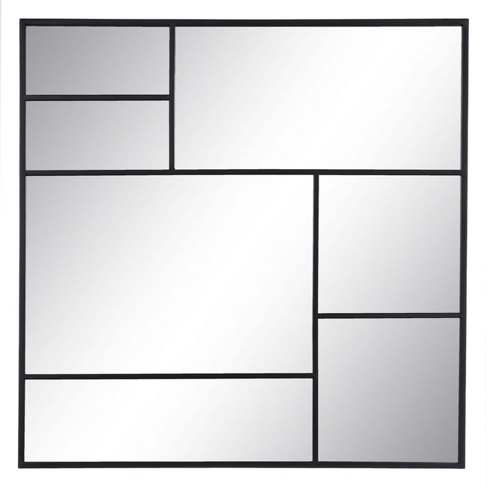 Oglindă de perete Negru Geam Fier Vertical 90 x 2 x 90 cm