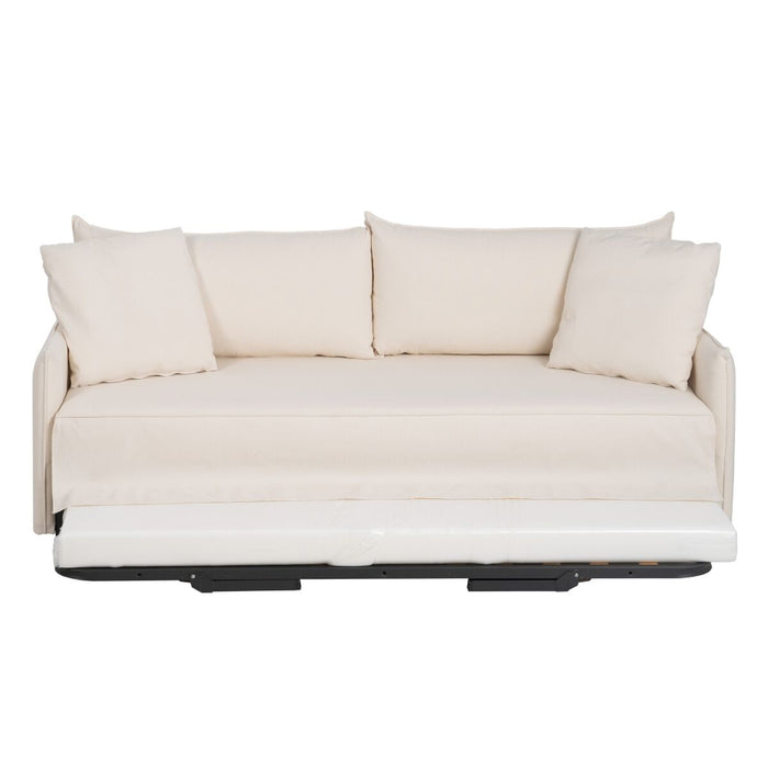 Canapea extensibilă 200 x 94 x 86 cm Țesut Sintetic Crem