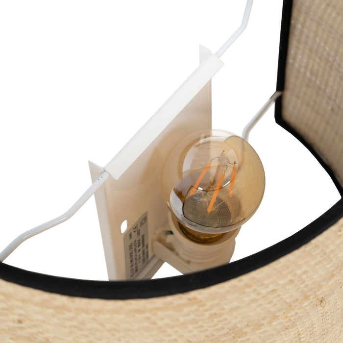 Lampă de perete Negru Natural Rafie Fier Plastic 220-240 V 25 x 12 x 20 cm