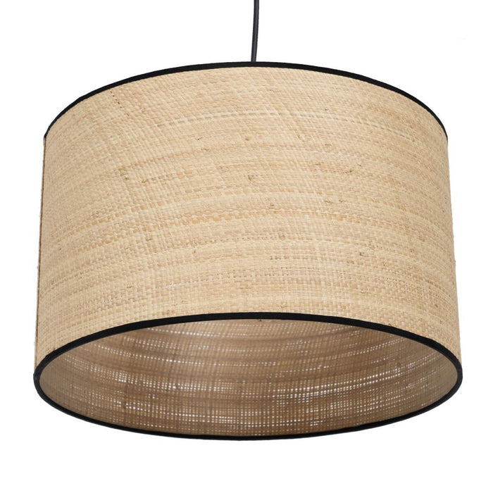 Lustră Negru Natural Rafie Fier Plastic 220-240 V 40 x 40 x 24 cm