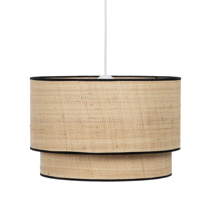 Lustră Negru Natural Rafie Fier Plastic 220-240 V 40 x 40 x 24 cm