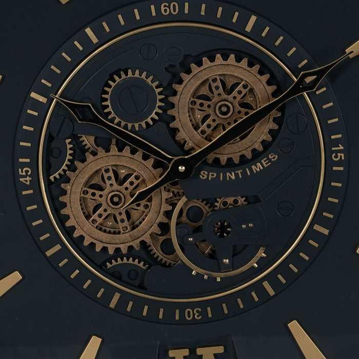 Ceas de Perete Negru Auriu* Geam Fier 59 x 8,5 x 59 cm (3 Unități)