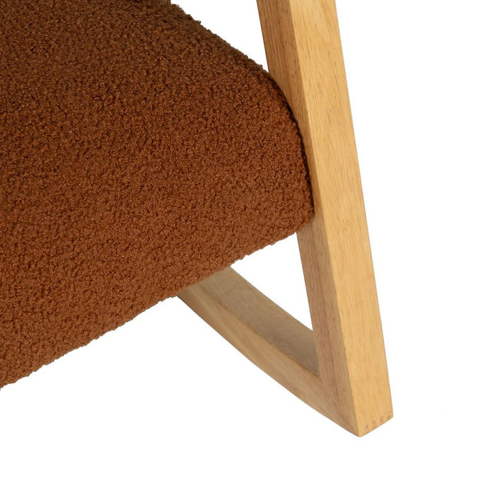 Scaun Balansoar Maro Bej Lemn de cauciuc Țesătură 60 x 83 x 72 cm