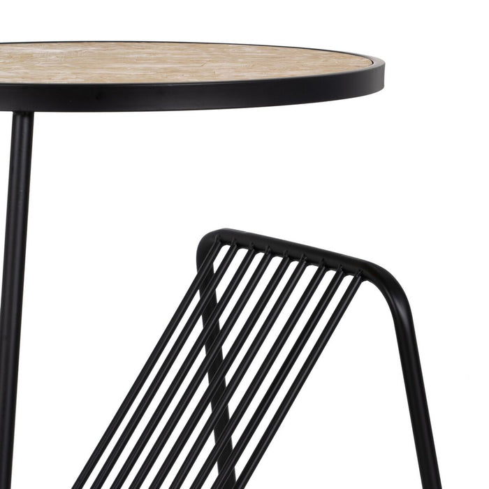 Măsuță Laterală Negru Natural Fier Lemn MDF 46 x 48 x 66 cm
