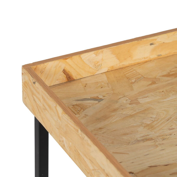 Set de 3 mese Negru Natural Fier Lemn MDF 57,5 x 37,5 x 67,5 cm (3 Unități)
