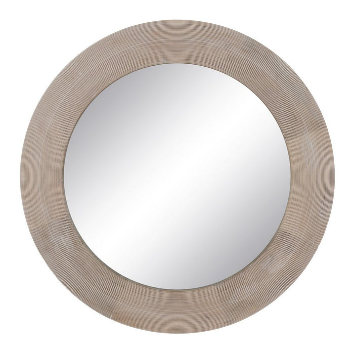 Oglindă de perete Alb Natural Geam Lemn de mango Lemn MDF Vertical Rotund 91,5 x 3,8 x 91,5 cm