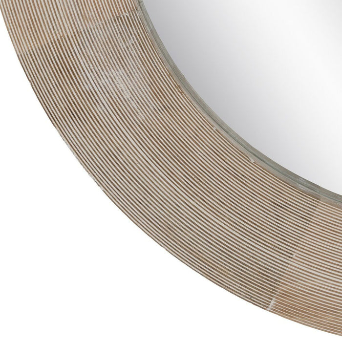 Oglindă de perete Alb Natural Geam Lemn de mango Lemn MDF Vertical Rotund 91,5 x 3,8 x 91,5 cm