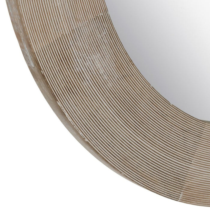 Oglindă de perete Alb Natural Geam Lemn de mango Lemn MDF Vertical Rotund 91,5 x 3,8 x 91,5 cm