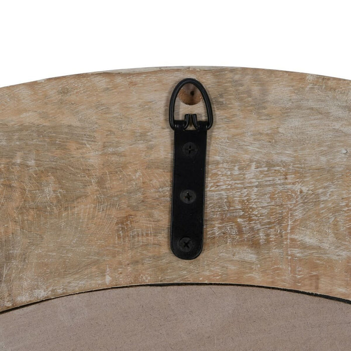 Oglindă de perete Alb Natural Geam Lemn de mango Lemn MDF Vertical Rotund 91,5 x 3,8 x 91,5 cm