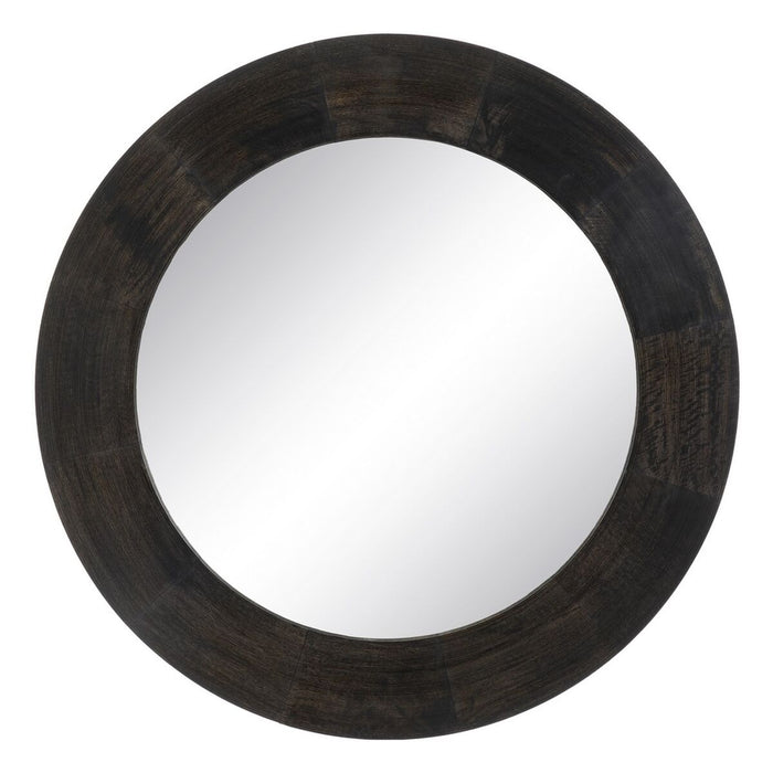 Oglindă de perete Maro închis Geam Lemn de mango Lemn MDF Vertical Rotund 122 x 3,8 x 122 cm