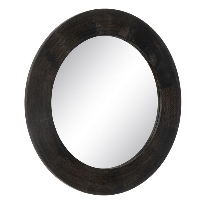 Oglindă de perete Maro închis Geam Lemn de mango Lemn MDF Vertical Rotund 122 x 3,8 x 122 cm