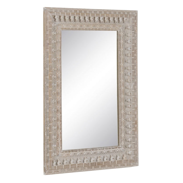 Oglindă de perete Alb Natural Geam Lemn de mango Lemn MDF Vertical 71,1 x 5,1 x 101,6 cm
