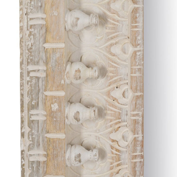 Oglindă de perete Alb Natural Geam Lemn de mango Lemn MDF Vertical 71,1 x 5,1 x 101,6 cm