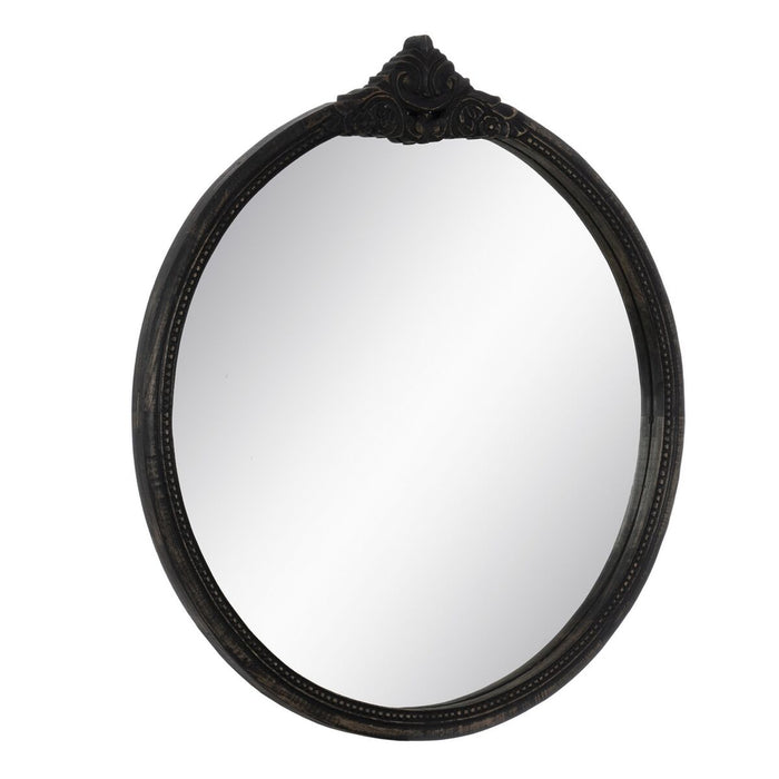 Oglindă de perete Maro închis Geam Lemn de mango Lemn MDF Vertical Rotund 76,2 x 3,8 x 81,3 cm