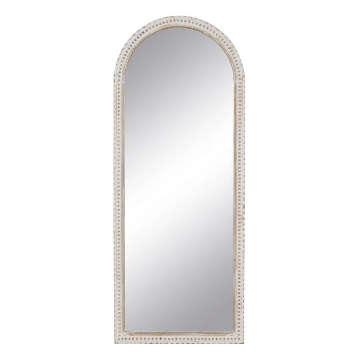 Oglindă de perete Alb Natural Geam Lemn de mango Lemn MDF Vertical 60,9 x 3,8 x 152,4 cm