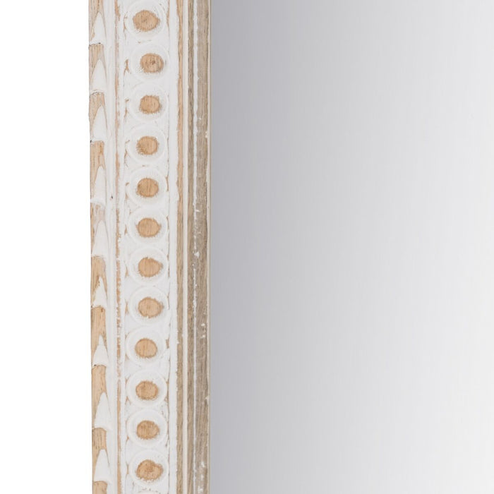 Oglindă de perete Alb Natural Geam Lemn de mango Lemn MDF Vertical 60,9 x 3,8 x 152,4 cm