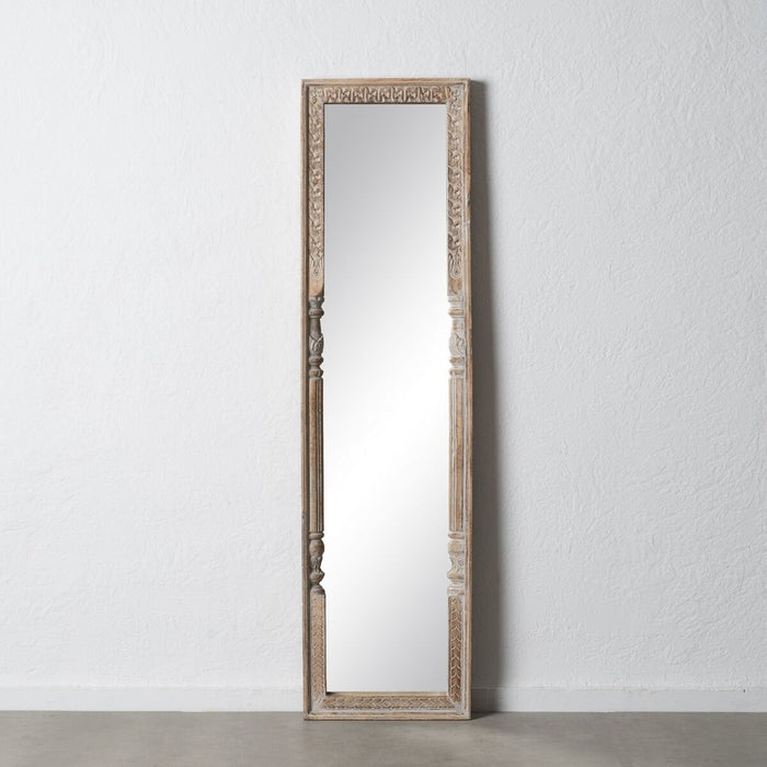 Oglindă Garderobă Alb Natural Geam Lemn de mango Lemn MDF Vertical 48,26 x 7 x 183 cm