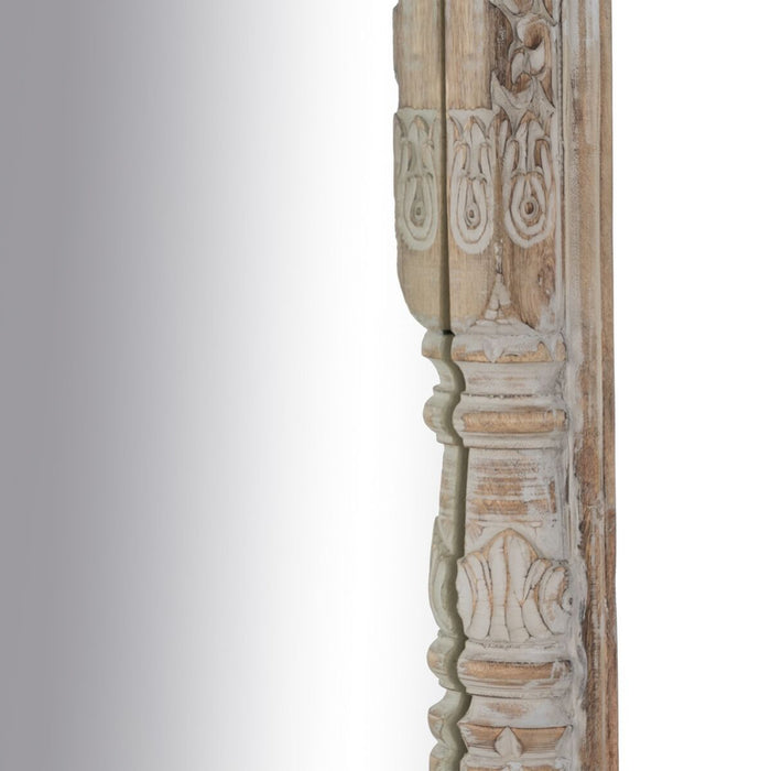 Oglindă Garderobă Alb Natural Geam Lemn de mango Lemn MDF Vertical 48,26 x 7 x 183 cm