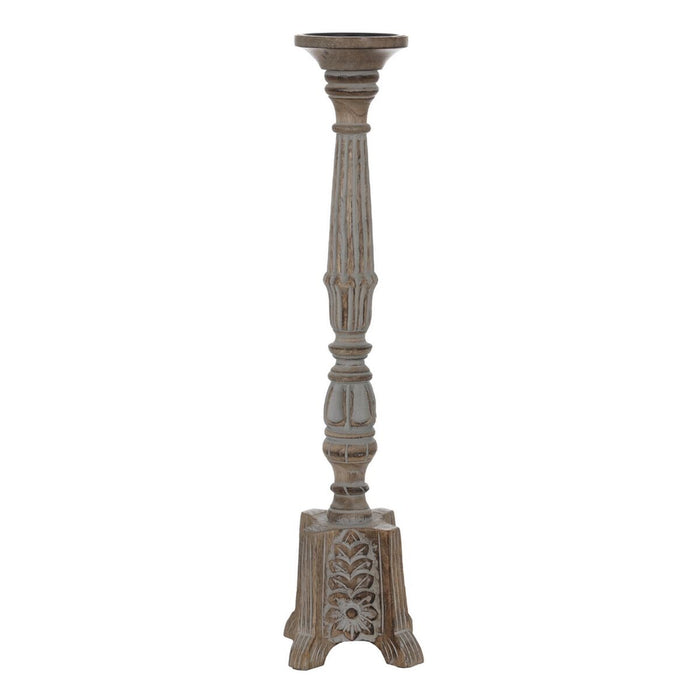 Candelabru Alb Natural Fier Lemn de mango 19 x 19 x 68,5 cm
