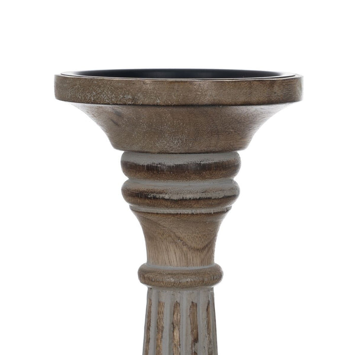 Candelabru Alb Natural Fier Lemn de mango 19 x 19 x 68,5 cm